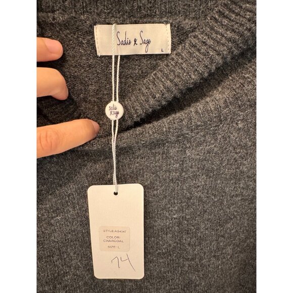 NWT Sadie & Sage Carson High Neck Sweater Dress in Charcoal Gray Womens Size L - Picture 6 of 9